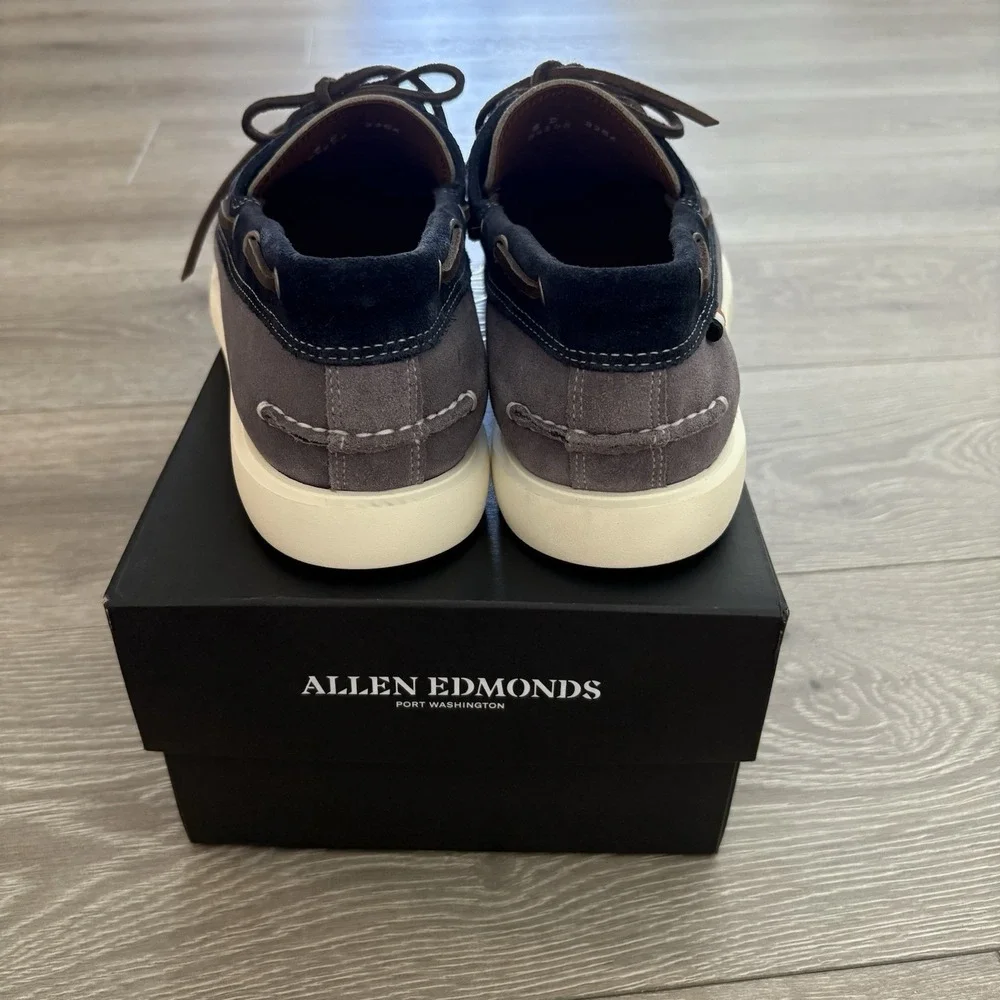 Allen Edmonds Panama Men's Size 8 D Boat Shoes Blue Gray Mix Natural Leather NEW